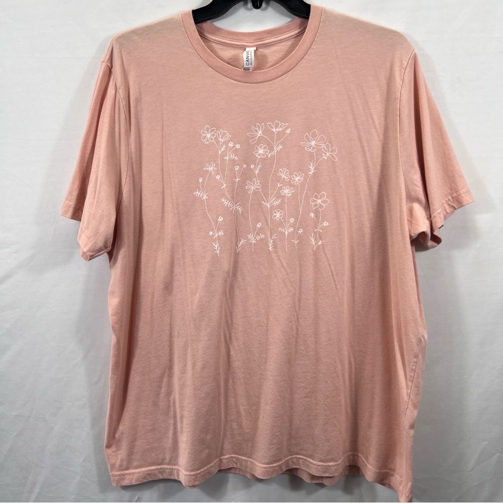 Womens Bella Canvas Peach Floral Short Sleeve Plus Size Tee 0891